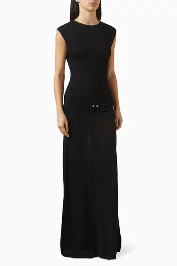 The Metal Detail Boat-neck Maxi Dress