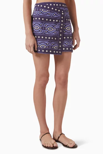 Hunting Roots Wrap Skirt in Cotton Poplin