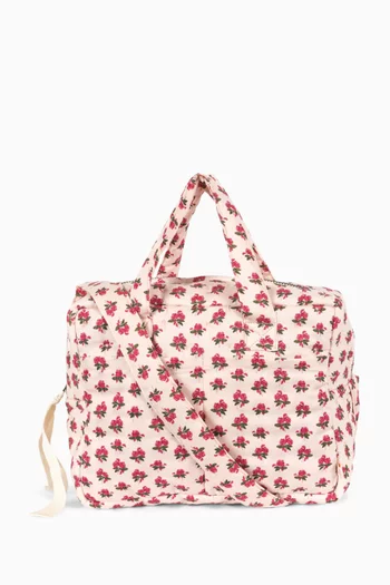 حقيبة مستلزمات دمى بنقشة زهور 