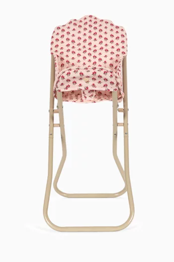 كرسي مرتفع للدمى بتصميم ورود