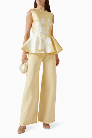 Printed Peplum Top in Satin