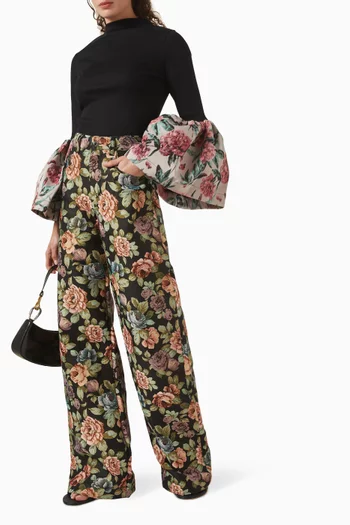 Turtleneck Top in Jersey & Brocade