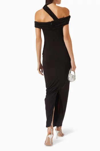 فستان ايماني بقصة غير متماثلة جيرسيه