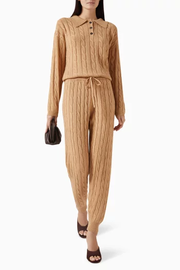 Button-up Polo Sweater in Cable-knit