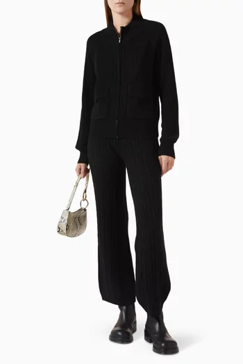 High-neck Jacket in Ribbed-knit