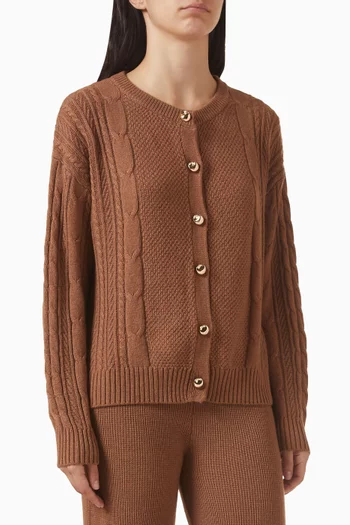 Button Sweater in Cable-knit