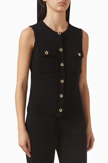Button Waistcoat in Plain-knit