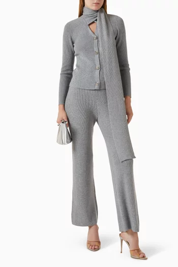 Button-down Scarf Cardigan in Rib-knit