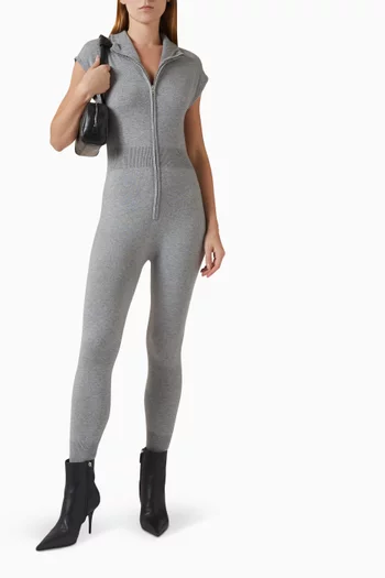 Zip Jumpsuit in Ribbed-knit