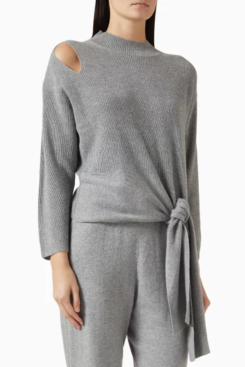 Tie-detail Sweater in Ribbed-knit