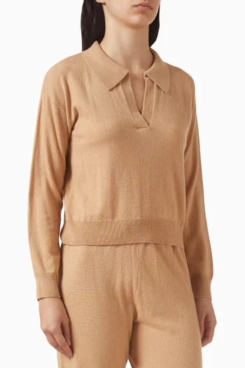 Collared Sweater in Plain-knit