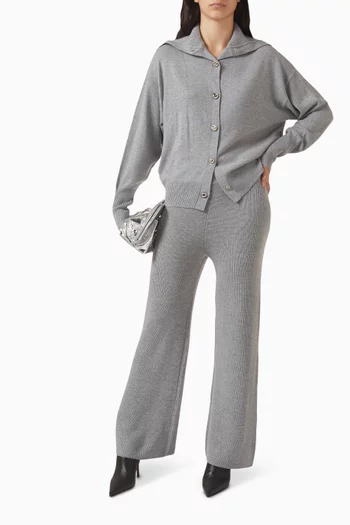 Button-down Cardigan in Plain-knit