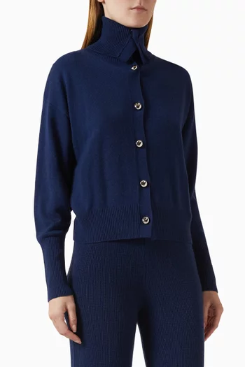 Button-down Cardigan in Plain-knit