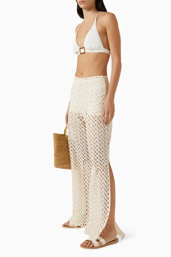 بنطال فينيس بتطريزات مفرغة فيسكوز