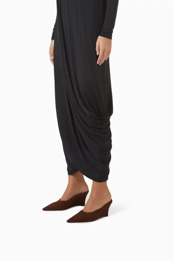 حذاء آيشا مفتوح من الخلف بكعب ويدج 70 مم شمواه