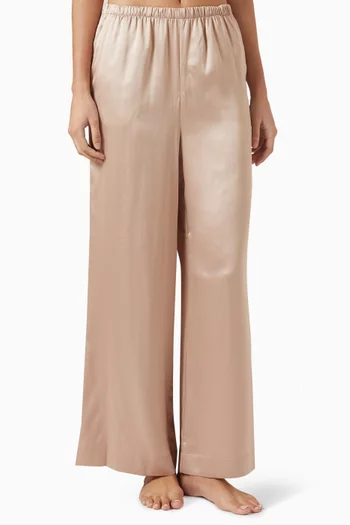 Logo Wide-leg Pants in Satin