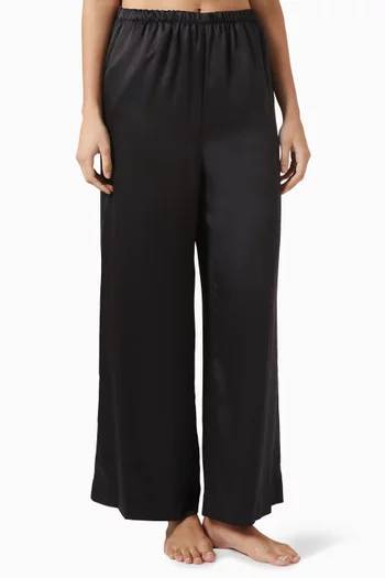 Logo Wide-leg Pants in Satin