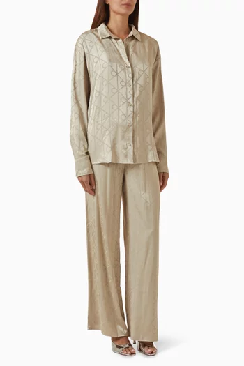 Shirt & Pants Set in Satin