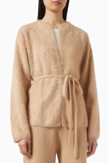 Belted Cardigan in Brushed Cashmere