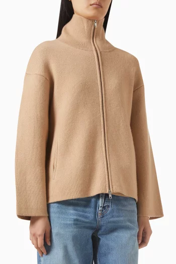 كارديغان منسوج من مزيج صوف وكشمير مزدوج