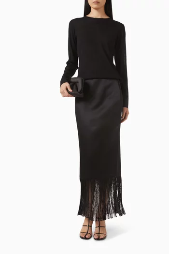 سترة بفتحة رقبة مستديرة مزيج كشمير وحرير خفيف الوزن