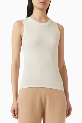 بلوزة بلا أكمام مزيج كشمير وحرير خفيف الوزن