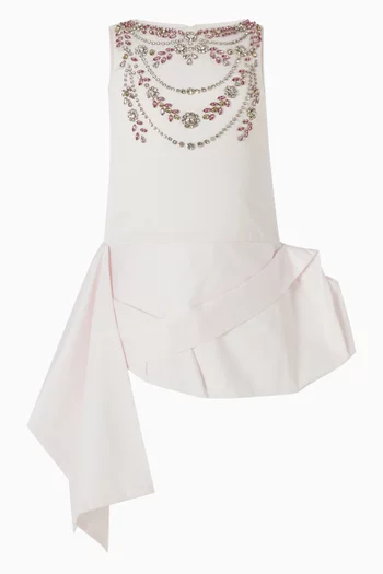 Crystalle Drape Dress in Cotton Satin