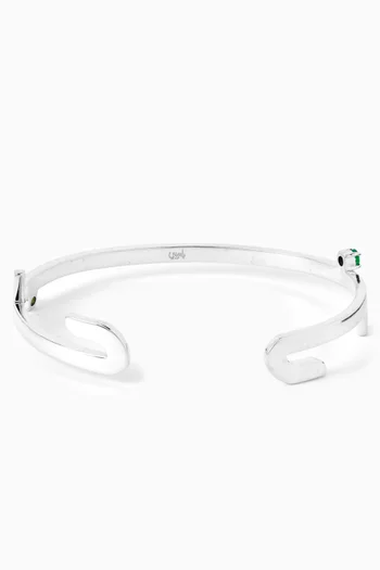 Arabic "Hob" Emerald Cuff in Sterling Silver
