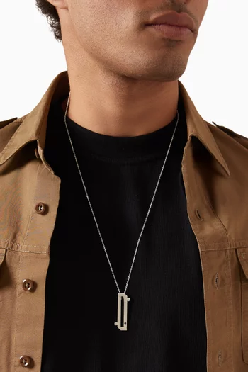 Arabic Letter "Baa" Sapphire Pendant Necklace in Sterling Silver