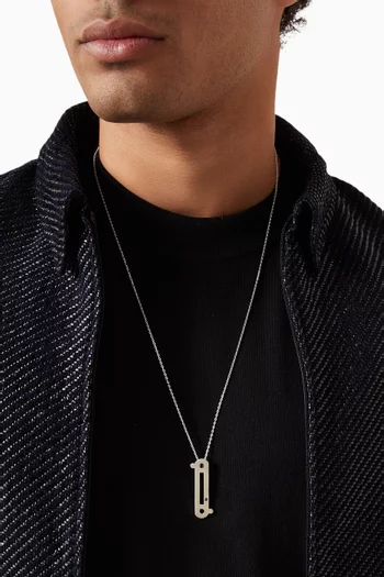 Arabic Letter "Faa" Sapphire Pendant Necklace in Sterling Silver