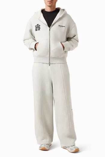 Dual Logo Zip Hoodie in Loopback Cotton