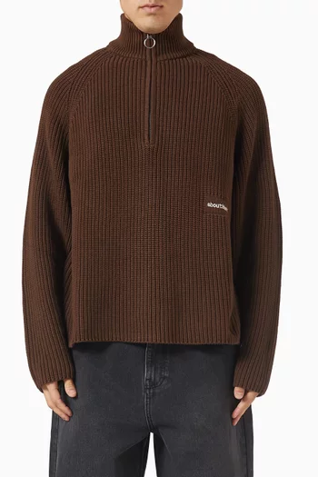 Funnel Knit Sweater in Cotton