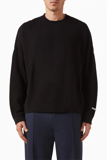 Loose knit Rolled Crewneck Sweatshirt