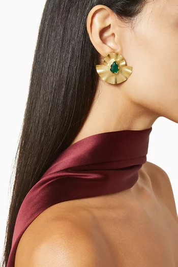 أقراط بتصميم كشكش مزينة بأحجار كريمة معدن مطلي