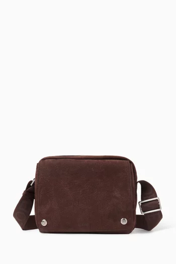 Medium Pebble Messenger Bag in Suede