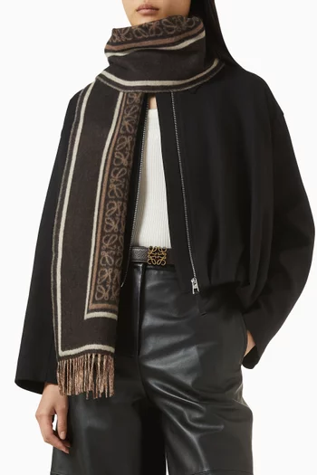 Fringed Logo Scarf in Wool & Cashmere