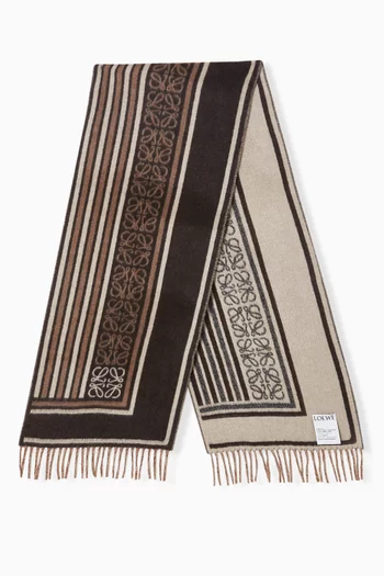 Fringed Logo Scarf in Wool & Cashmere