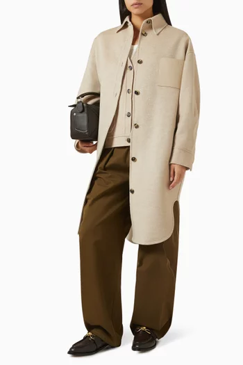 معطف بحافة مقوسة صوف وكشمير