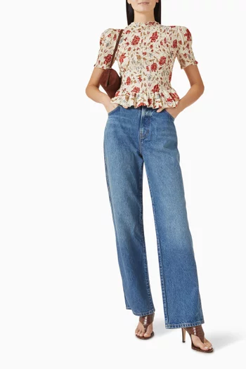 بلوزة اجي بكشكش مزيج قطن عضوي