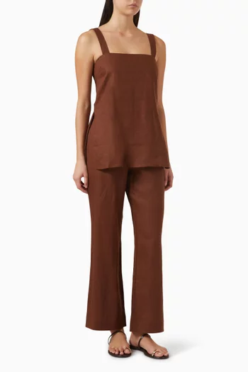 طقم بلوزة وبنطال كريستين كتان