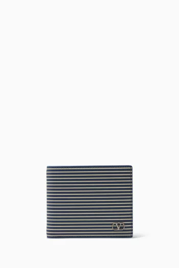 VLogo Wallet in Striped Leather