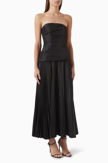 فستان أري متوسط الطول بلا حمالات تفتا