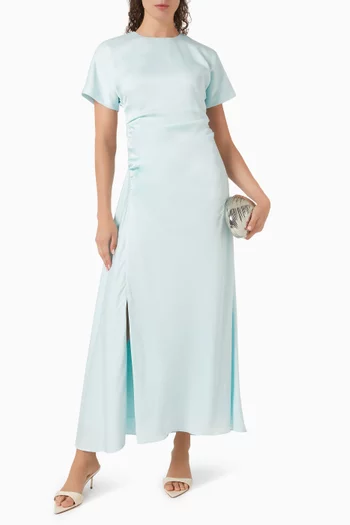 Marabella Draped Midi Dress in Satin