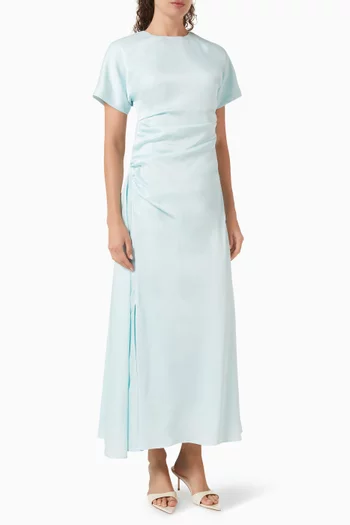 Marabella Draped Midi Dress in Satin