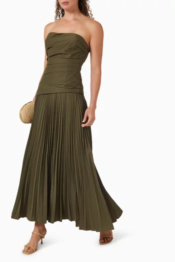 فستان آري بصدرية وطيّات مزيج قطن