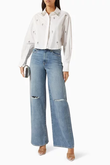 قميص ريناتا مطرز مزيج قطن