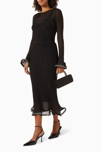 تنورة برايتون متوسطة الطول بليسيه لامع