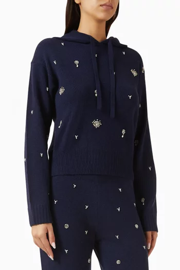 Karmen Embellished Hoodie in Wool Blend