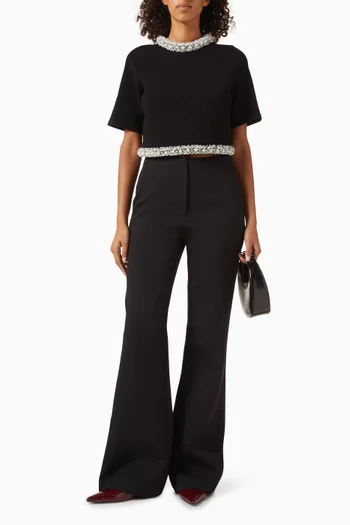 بلوزة أوزيل مطرزة ومنسوجة من مزيج فيسكوز