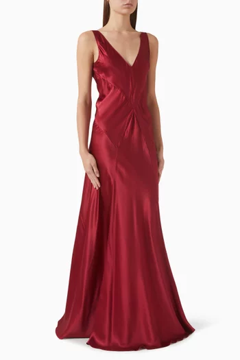 Paloma Maxi Dress in Silk Satin